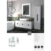 Evros Angel Banyo Dolabı 120 cm Altın - Beyaz