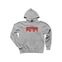 Belphegor Logo Gri Kapşonlu Sweatshirt Hoodie Gri