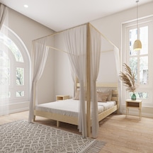 Natura Model Cibindirik Askılıklı Vernikli Çam Ahşap Karyola-56 180 x 200 CM