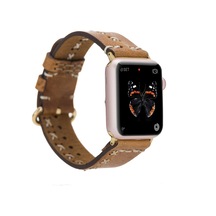 Apple Watch Uyumlu Deri Kordon 42-44-45mm Aqua V18 Taba Standart