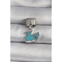 316l Çelik Gümüş Renk Sallantı Mavi Balina Model Charm - Özel Seri Bzsurn009748