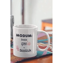 Modum Sadece Çay Ve Sessizlik Komik Yazılı Kupa Bardak Renkli