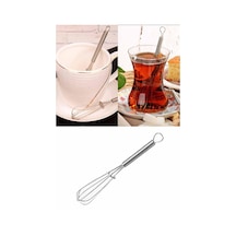 Paslanmaz Çelik Mini Çırpıcı Şeklinde Mini Çay Kahve Kaşığı 1 ADE Gri