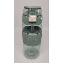Shotay St-7202 600ml Tritan Yeşil Şeffaf Matara Taşıma Aparatlı Yeşil