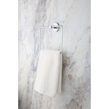 Modern Krom Kare Havluluk, Parlak Krom Kaplama, Dayanıklı Metal, Yapışkanlı ve Vidalı 130-K