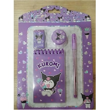 Sanrio Lisanslı Kuromi Kırtasiye Seti, 4'lü, Mor Çok Renkli
