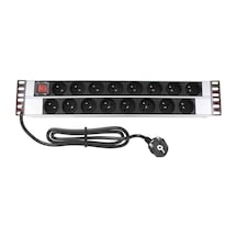 Amp Connect 19" 2u 16'lı Fransız Ups On / Off Anahtarlı Kabinet Grup Prizi Pdu -16a