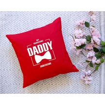 Bk Gift Kişiye Özel İsimli Babalar Günü Tasarımlı Kırmızı Kırlent Yastık-2 Babaya Hediye, Ev Dekorasyonu, Babalar Günü Hediyesi