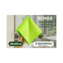 Yeşil Renga Mikrofiber Cam - Ayna Temizlik Bezi 40x40 Cm İz Bırakmaz / Mikro Baklava Desenli