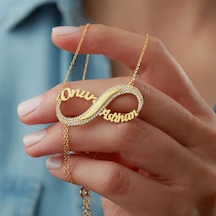 925 Ayar Gümüş İsimli Taşlı Sonsuzluk Kolyesi