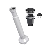 Suera Magic Pipe Körüklü Gider Borusu + Elixir Pop-up Set Mat Siyah - Taşma Delikli