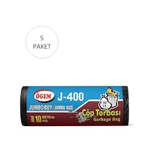 J-400 Jumbo Boy Çöp Torbası 80 X 110 Cm 10 Lu Rulo X 5 Paket 50 Adet Siyah