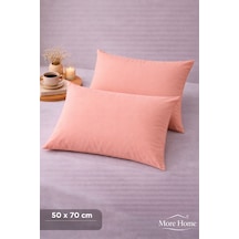 More Home Pamuklu Yastık Kılıfı 2 Adet 50x70 cm Somon