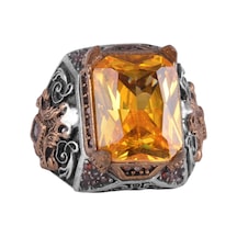925 Ayar Gümüş El Yapımı Taş Yüzük Sitrin Gümüş