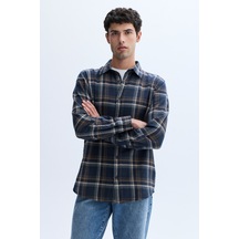 Mudo Erkek Erkek Lacivert Ekoseli Regular Fit Uzun Kollu Gömlek 1264535