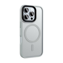 İphone Uyumlu 16 Pro Max Kılıf Mat Arka Yüzey Wireless Şarj Özellikli Flet Magsafe Kapak-mavi