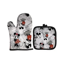 Mickey Ve Minnie Pişirme Eldivenleri Karikatür Yalıtım Matı Pembe Mikrodalga No7 No7