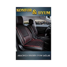 Renault Duster İle Uyumlu Lüx Deri Oto Koltuk Kılıfı Ön Arka Takım Safir Siyah Kırmızı Genel