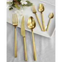 36 Parça Mat Gold Titanyum Çatal  Kaşık Seti Gri