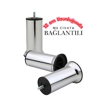 Klc M8 İnce Diş Krom Metal Mobilya Ayağı - Kanepe, Baza, Koltuk Yükseltme Ayağı 12 Cm Gri Gri