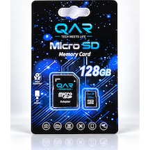 Qar Microsdxc Hafıza Kartı 128 Gb, Sd Adaptörlü, U1 Class 10, 100 Mb/s