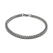 Jtss25çeb1477 Charm Örme Desen Model Gümüş Gri Renk Zincir Paslanmaz Renk Atmaz 316l Janti Çelik Bileklik Gümüş - Gri