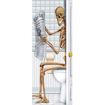 Ruicoo "korkunç Kafatası Desenli 3d Kapı Çıkartması - Kolay Yapışan Halloween Dekor" Çok Renkli