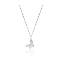Silvera Telkari Zirkon Taşlı Kelebek Rodyumlu Gümüş Kolye St014 Gümüş - Rodyum