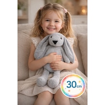 30 Cm Uzun Kulaklı Gri Peluş Tavşan Yumuşak Uyku Arkadaşı, Bebek Ve Çocuk Oyuncağı