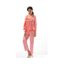 Sistina Nar - 94 - Çiçeği Saten Pijama Takımı - 1413 - - Edntrend - Beden L NAR ÇİÇEĞİ