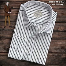 Linen Keten Klasik %100 Cotton Uzun Kollu Terletmeyen Tek Cepli Kapaklı Beyaz Gömlek Regular Kalıp -10199 Beyaz