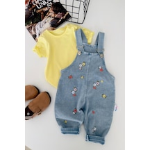 Miniğimin Cicileri Minik Çiçek İşlemeli Kısa Kol Kız Bebek 2 ... Sarı