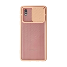 Samsung Galaxy  Uyumlu,  A01 Core Kılıf Palm Buzlu Kamera Sürgülü Silikon - Pembe