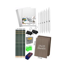 Karakalem Eskiz Çizim Seti Duralit Seti 25x35 Cm 1 Paket Pastel Dağıtıcı Kalem Resim Kağıdı Dereceli Kalem Seti