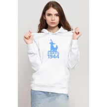 3 Mayıs Türkçülük Günü Beyaz Kadın 3ip Kapşonlu Sweatshirt Beyaz