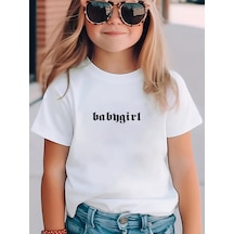 Uyguntarz Çocuk Babygirl Baskılı Pamuklu Tshirt Beyaz