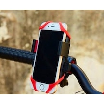 Lastik Destekli Standlı Bisiklet Telefon Tutucu Kırmızı