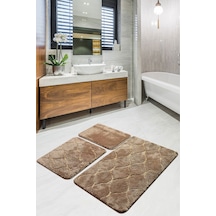 Infınıtıy Karamel 3 Lü Set Banyo Halısı, Paspas