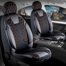Ford Focus Titanium X Deri Detaylı Oto Koltuk Kılıfı Ön Arka Set Siyah Gold Cyrus Scr