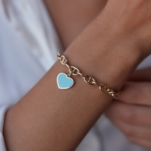 Mavi Mineli Kalp Figürlü Cetaş Bileklik