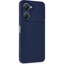 Vivo Y18 Kılıf Focus Carbon Silikon Kapak Lacivert