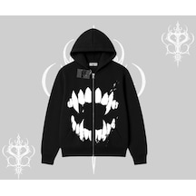Beyaz Hırka Sweatshirt Vampir Dış Siyah