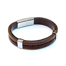 Derin Hat Minimal Kahverengi Deri Erkek Bileklik-35-186 Kahverengi