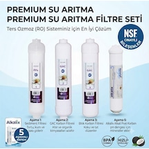 Alkalix 5 Aşamalı Premium Su Arıtma Filtre Seti - Nsf Onaylı Hindistan Cevizi Karbonlu Ters Ozmoz Ro Uyumlu Ev Tipi Su Filtresi Membransız -