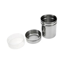 Paslanmaz Çelik Çikolata Shaker Un Tozu Pudra Şekeri Kahve Eleği + Kapak Gümüş