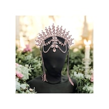 Alınlıklı Taç Büyük Gelin,kına,nişan,söz,after,bride,party Taç Pembe - 694987365 Pembe