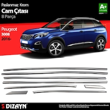 S-Dizayn Peugeot 3008 Krom Cam Çıtası 8 Prç. 2016 Üzeri