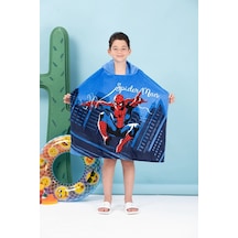 Özdilek Lisanslı-spiderman Night Mavi-erkek Çocuk Panço Kapüşonlu