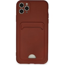 Apple iPhone Uyumlu   11 Pro Max Kılıf Kelvin Kartvizitli Silikon - Bordo