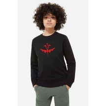 Tshirthane Fiction Red Baskılı Unisex Çocuk Siyah Sweatshirt Siyah